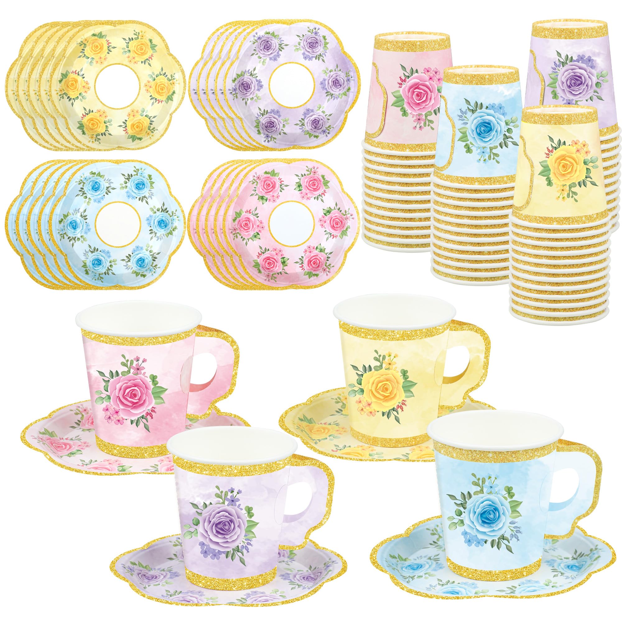 Fairooth Floral Paper Tea Party Set, 24 ct