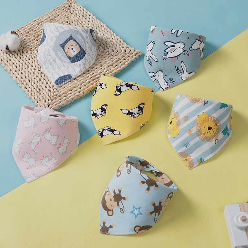 Double-Sided Cotton Triangle Scarf Bib for Kids