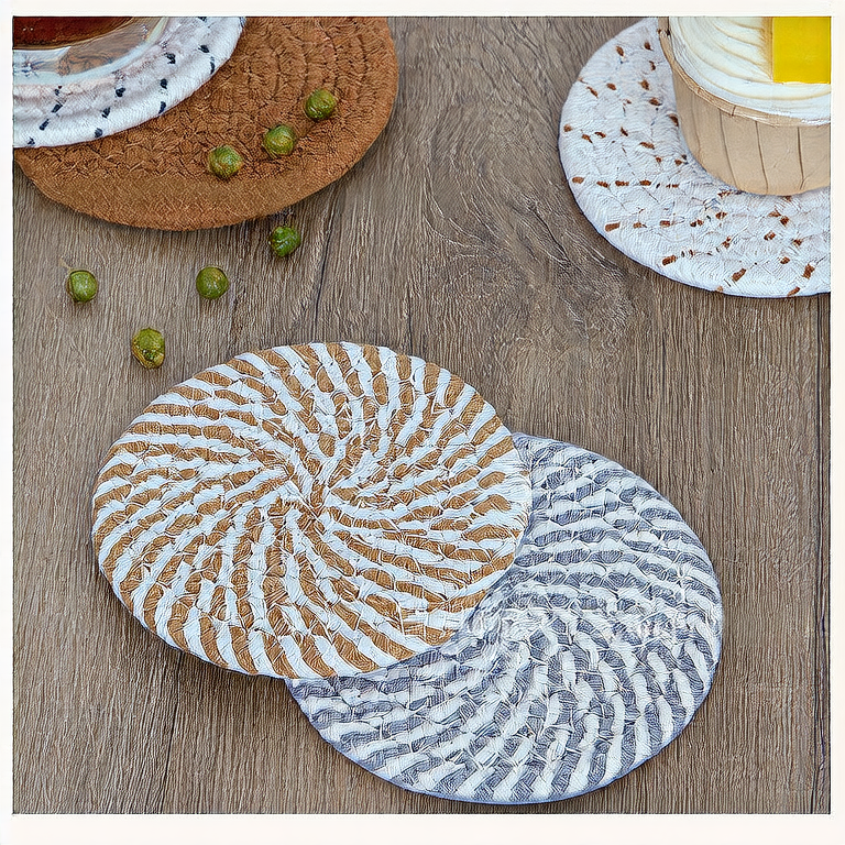 Cotton Woven Round Heat Insulation Coaster Placemat