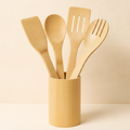 Maison's Kitchen bamboo 6-piece kitchen utensil set in bamboo storage tube