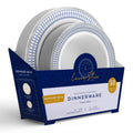 Disposable Bowl Set, 32-Piece, Blue with Silver Trim
