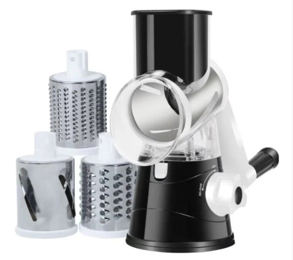 Rotary Vegetable Grater and Slicer with 3 Drums