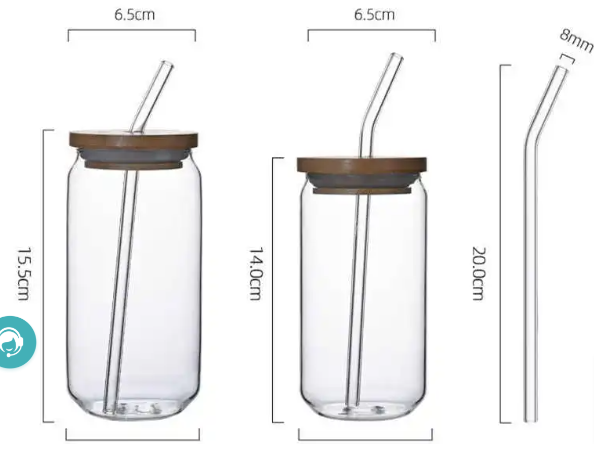Glass Cup with Lid and Straw — Multi-Pack Options