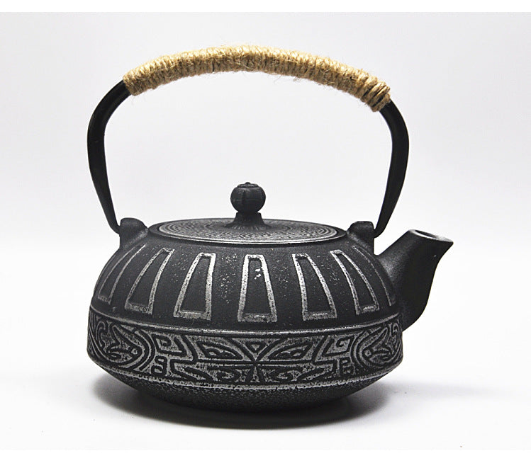 Black Textured Cast Iron Teapot