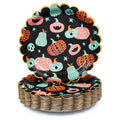 Gold-Rim Halloween Pumpkin Scalloped Paper Plates, 9 in, 50 ct — view 1