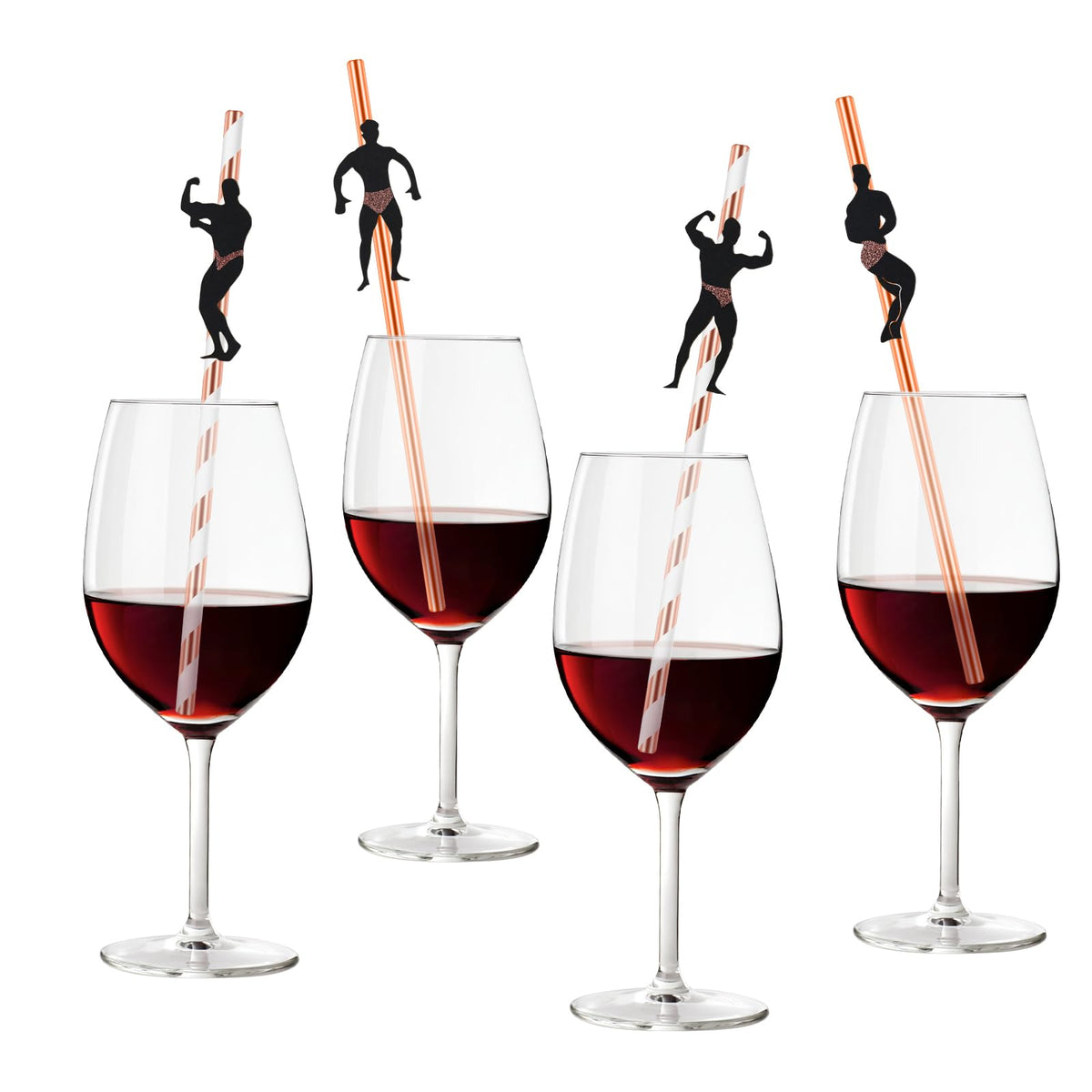 Rose-Gold Male Dancer Paper Party Straws