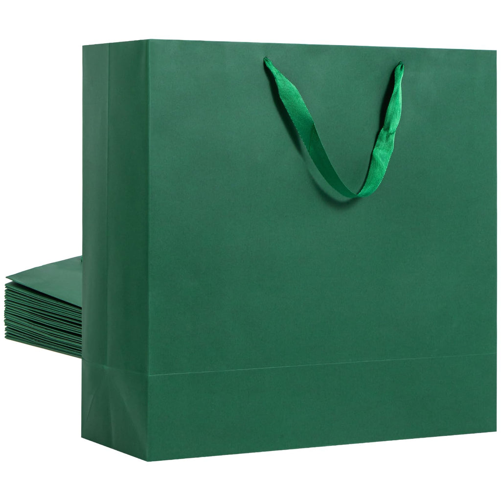 Extra-Large Dark Green Kraft Gift Bags, 17 x 7 x 17 in, 12 ct