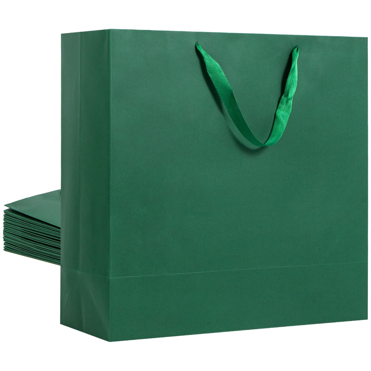 Extra-Large Dark Green Kraft Gift Bags, 17 x 7 x 17 in, 12 ct