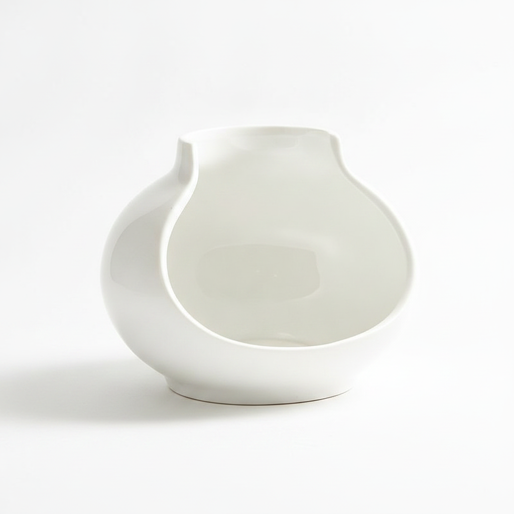 Anfora sculptural broken-vase white porcelain serving vessel on white