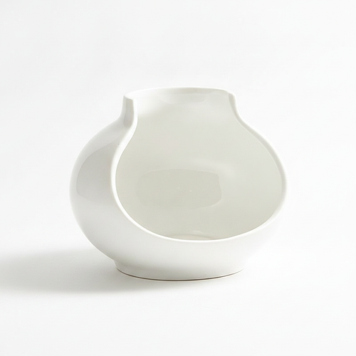 Anfora sculptural broken-vase white porcelain serving vessel on white