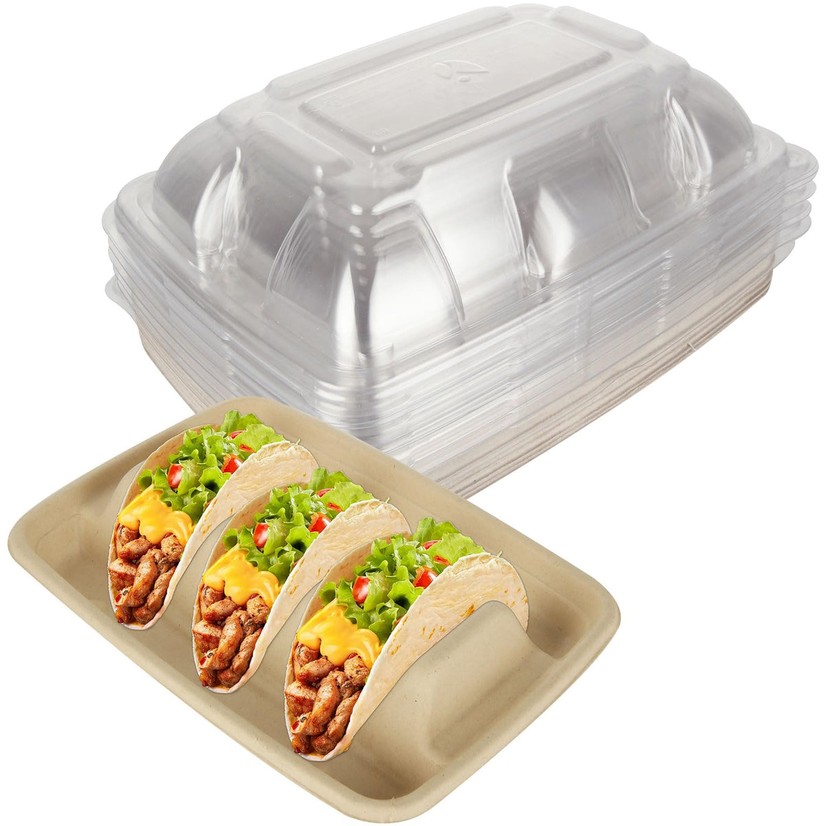 Paper Taco Holders with Lids, 50 ct — view 1