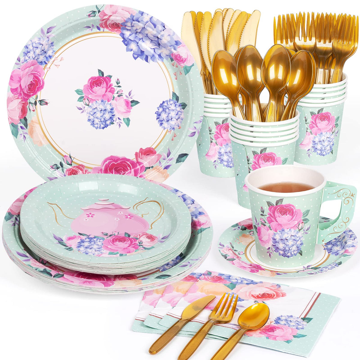 Tea Party Tableware Set for 16, 128 pc