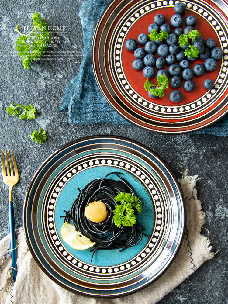 Hand-Painted Underglaze Porcelain Plates