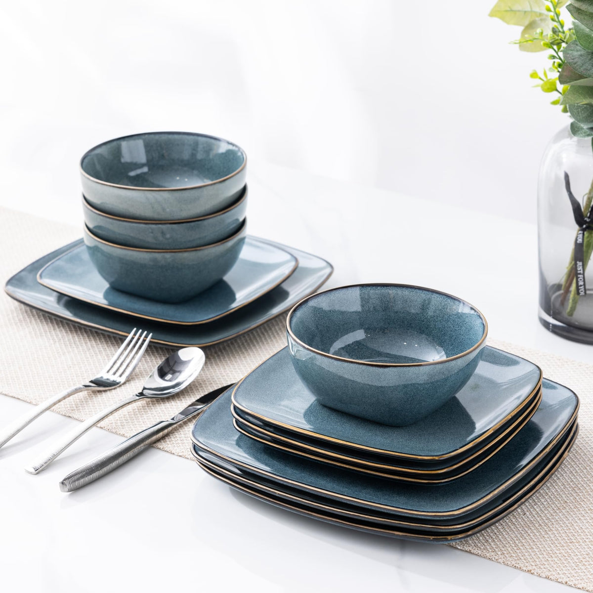 OceanScape Ceramic Dinner Set, 12-Piece