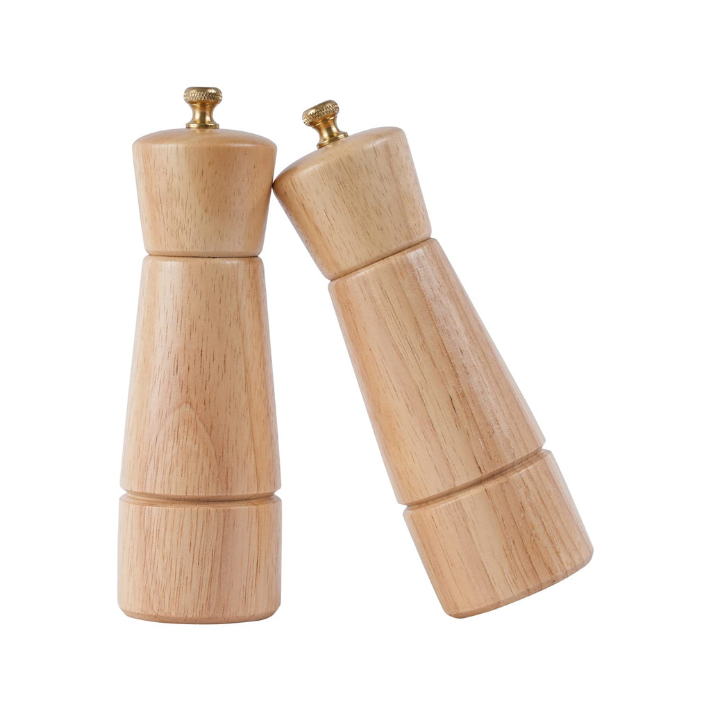 Rubberwood Salt and Pepper Mills, 16.5 cm, Set of 2