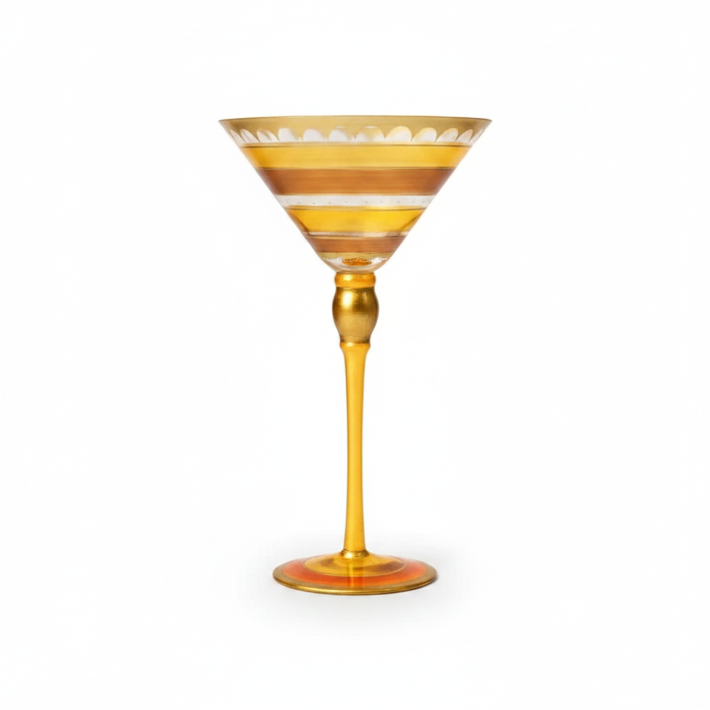 Carosello hand-painted retro martini goblet — Golden