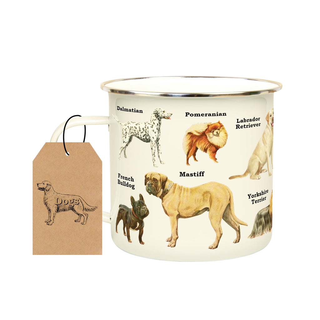 Dog Print Enamel Camping Mug, 500 ml