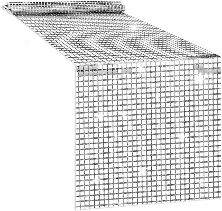 Silver Disco-Style Table Runners, 71 in, Set of 3