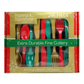 Red, Green and Gold Heavyweight Plastic Cutlery Set, 240 pc — view 2