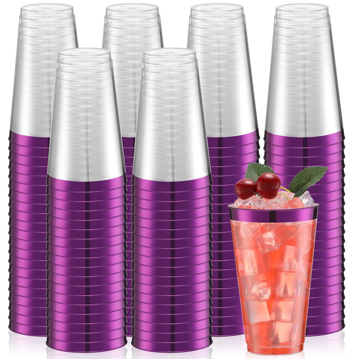 Rimmed Plastic Wine Tumblers, 16 oz, 100 ct — view 2