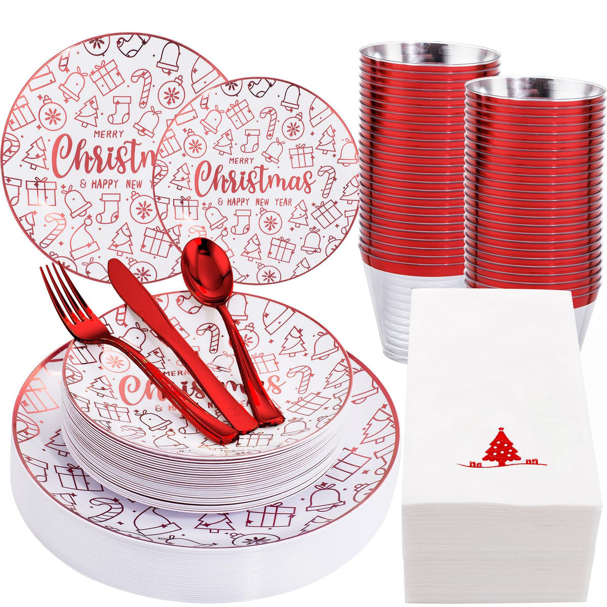 Red Disposable Dinnerware Set, 175 pc