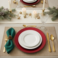 Red Beaded Charger Plates styled tablescape
