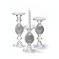Brillante crystal-glass pillar candle holders in three sizes with rhinestone-encrusted spheres