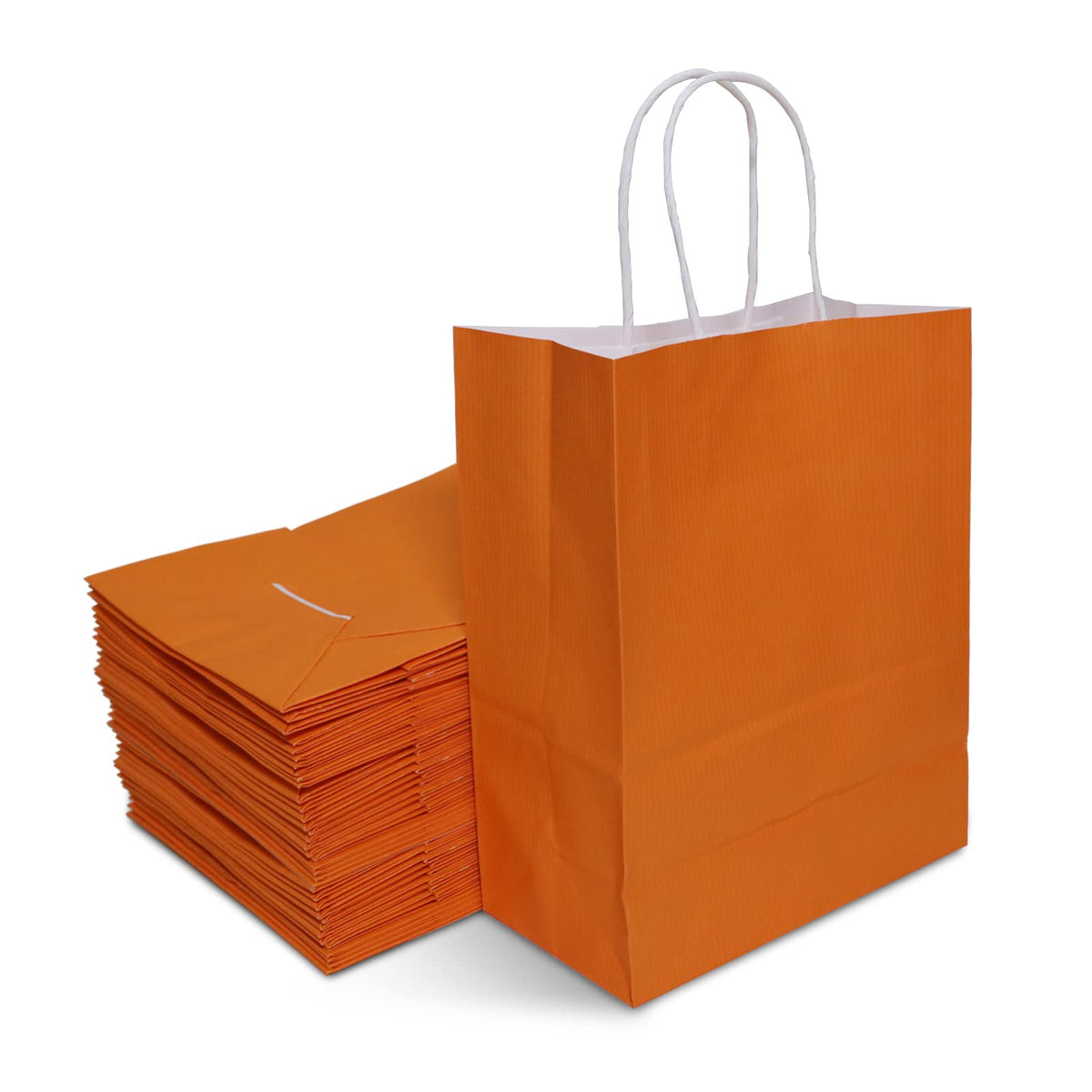 Orange Kraft Paper Bags with Handles, 10 x 5 x 13 in, 50 ct