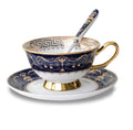 Bone China Teacup and Saucer Set, Royal Deep Blue