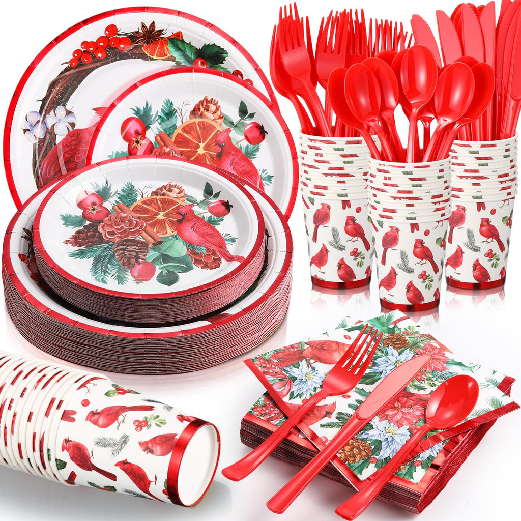 Cardinal Christmas Tableware Set for 25, 200 pc
