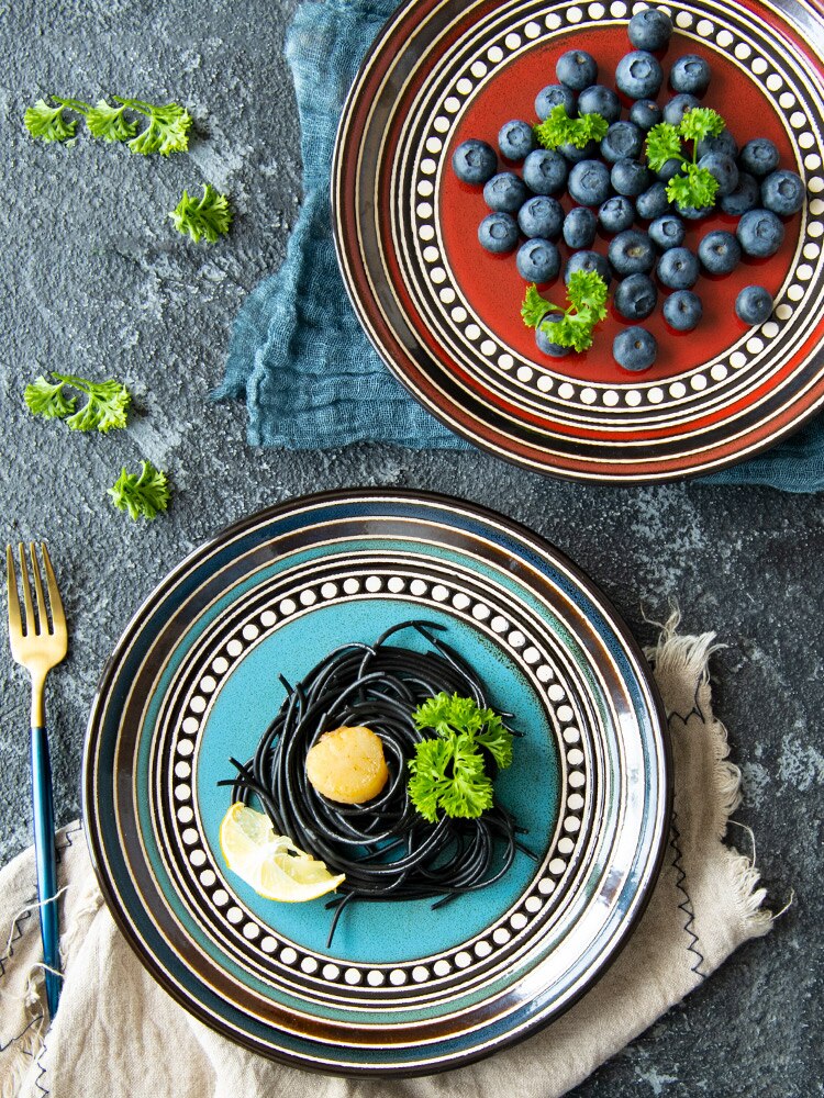 Hand-Painted Underglaze Porcelain Plates