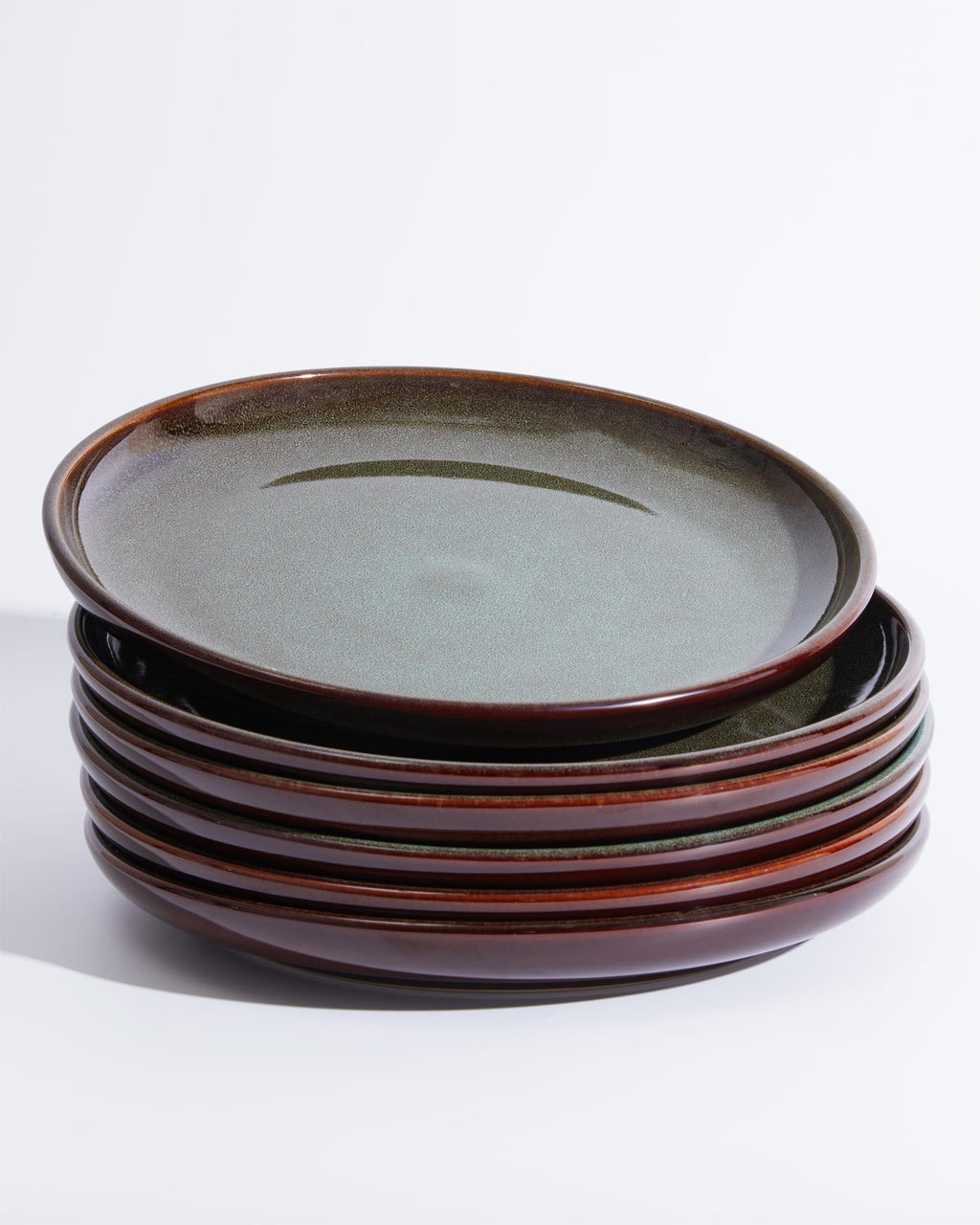Handmade Reactive Glaze Stoneware Dinner Plates, 10 in, Set of 6