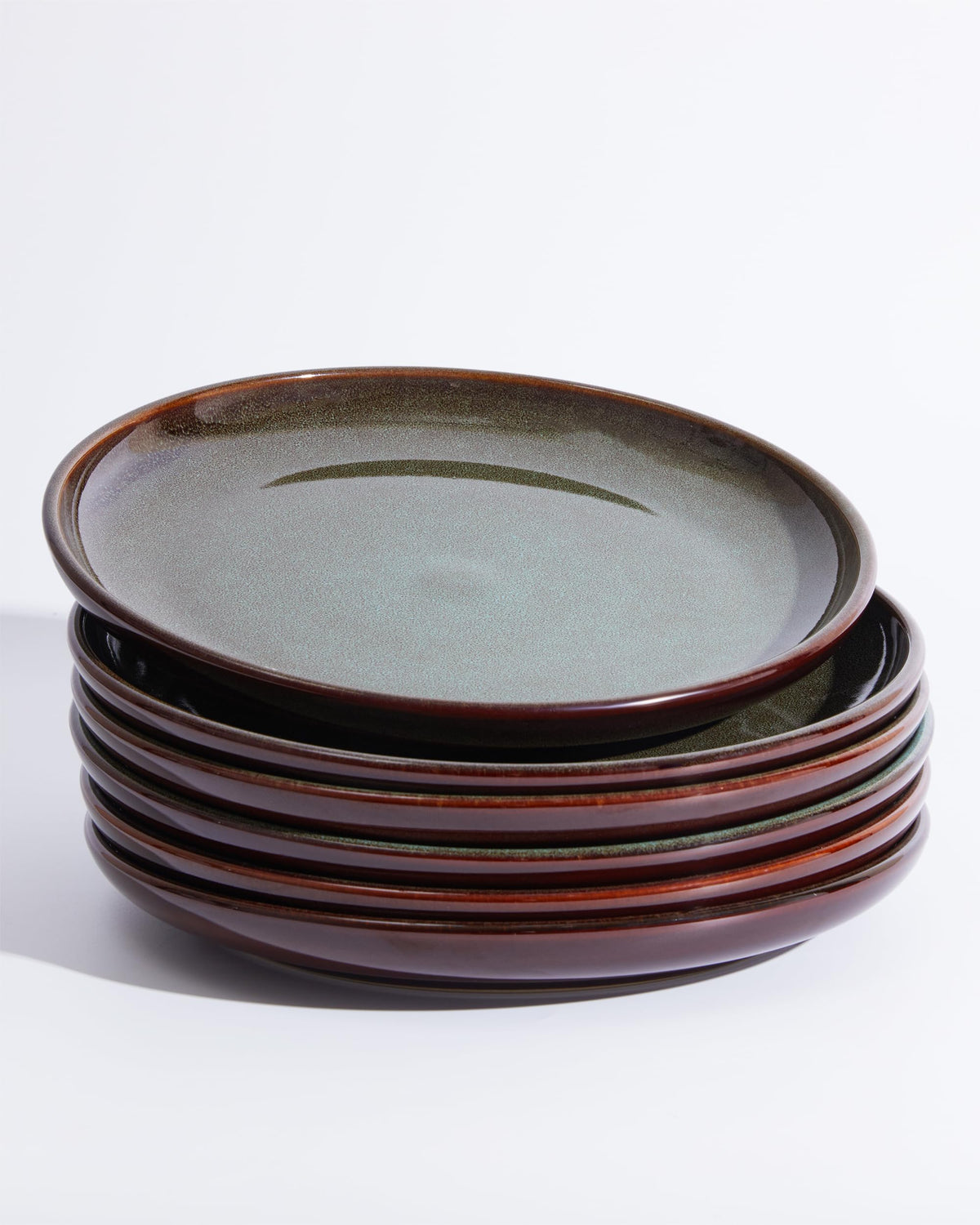 Handmade Reactive Glaze Stoneware Dinner Plates, 10 in, Set of 6