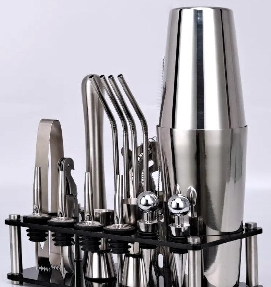 Boston Cocktail Shaker Bar Set, 20-Piece with Stand