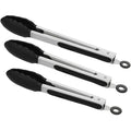 Silicone-Tipped Stainless Steel Kitchen Tongs, Set of 3 (7, 9 & 12 in)