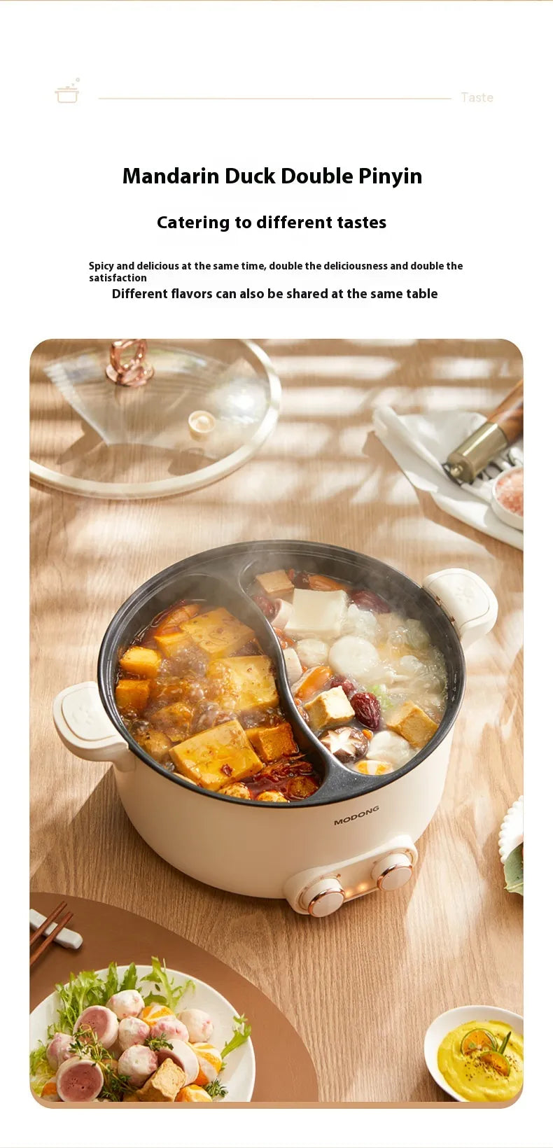 Dual-Broth Divided Electric Hot Pot, 5 L