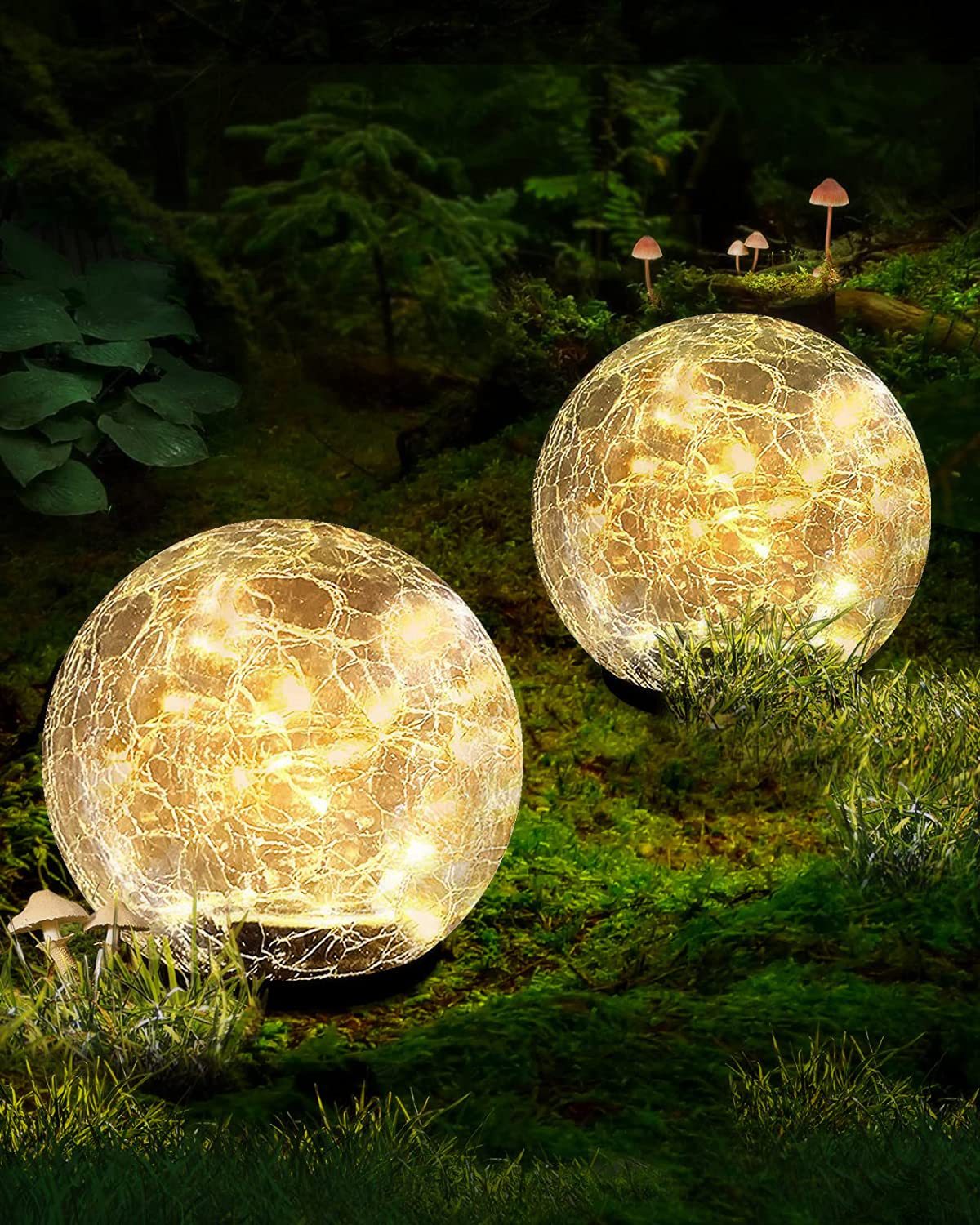 Solar Crackle Glass Ball Garden Light