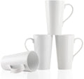 Tall White Porcelain Coffee Mugs, 16 oz, Set of 4