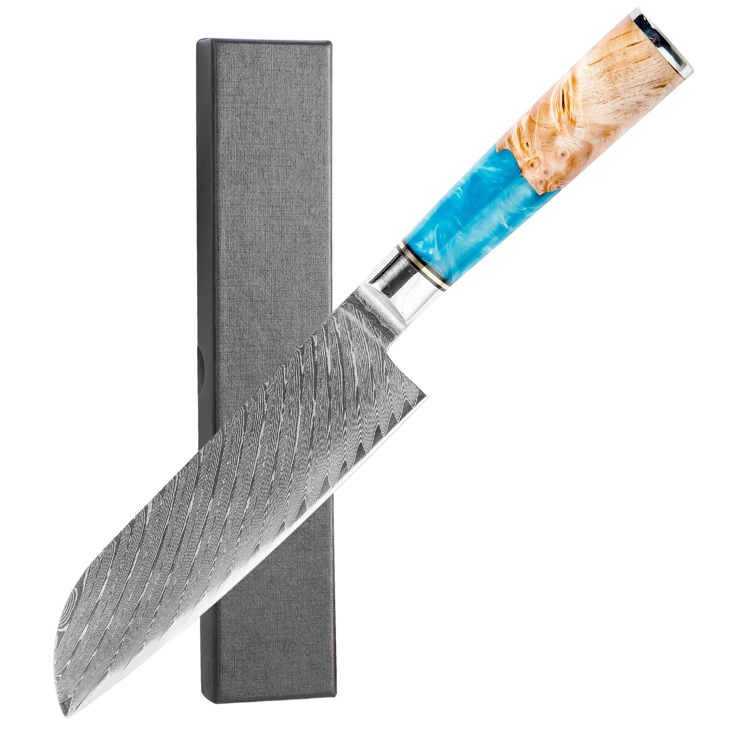 Damascus Pattern Steel Chef Knife & 7-Piece Set