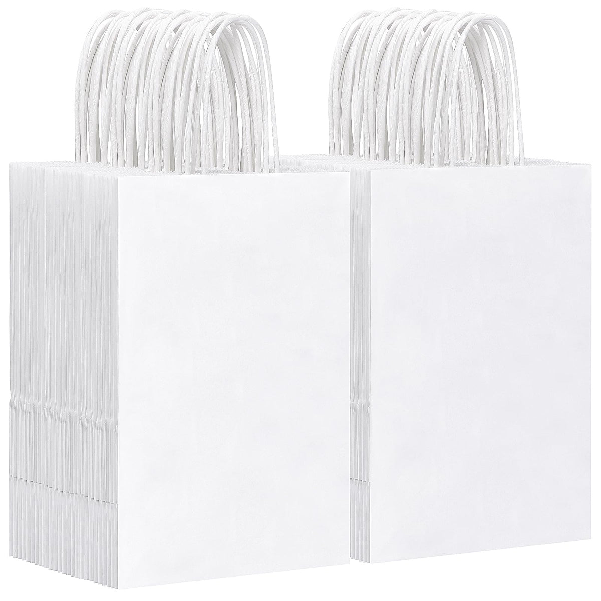 White Kraft Paper Bags with Handles, 5.25 x 3.2 x 8 in, 150 ct