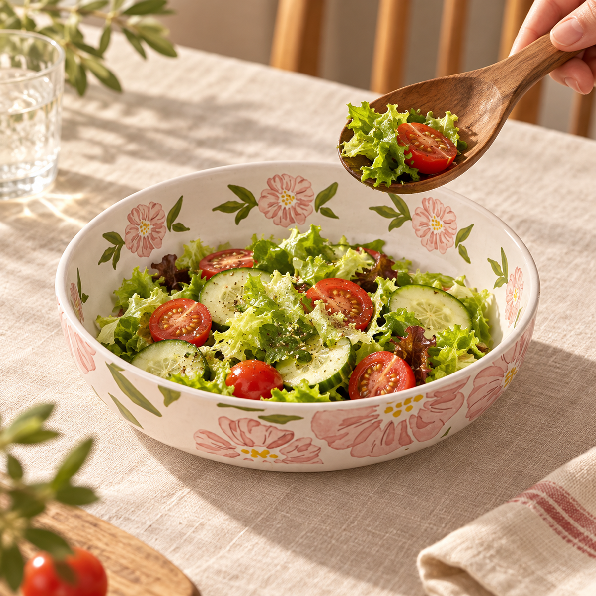 Floral Ceramic Salad and Fruit Bowl — alternate serving use