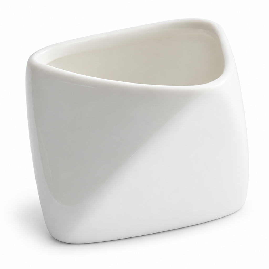 Folded-edge white porcelain snack bowl on a pure white background