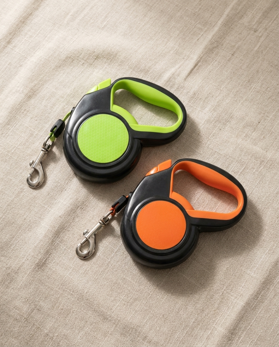 ReflectSafe retractable dog leash in green and orange color options