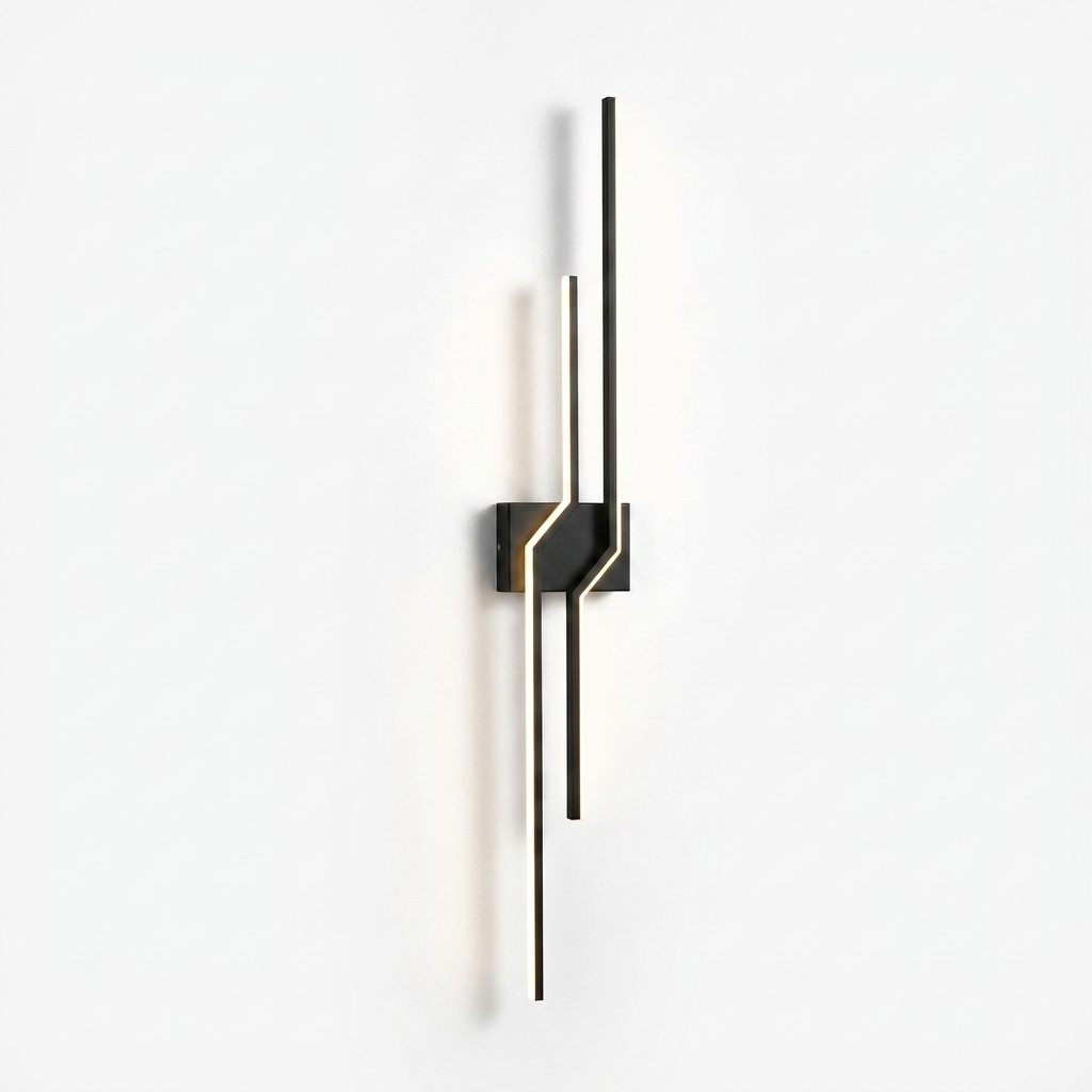 Slim black linear LED wall light white-background product photo
