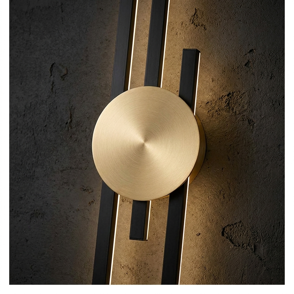 Close-up of the brushed gold center disc and black bars