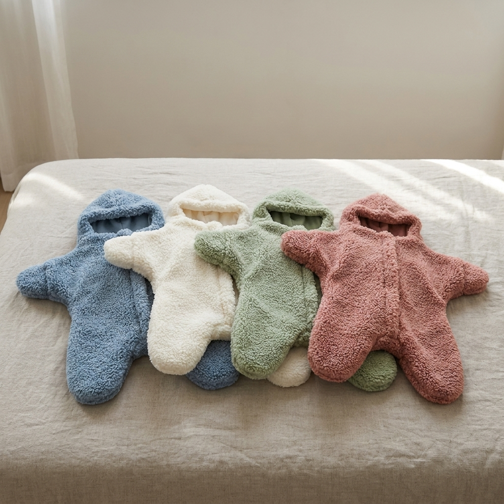 Star baby swaddle shown in multiple color options