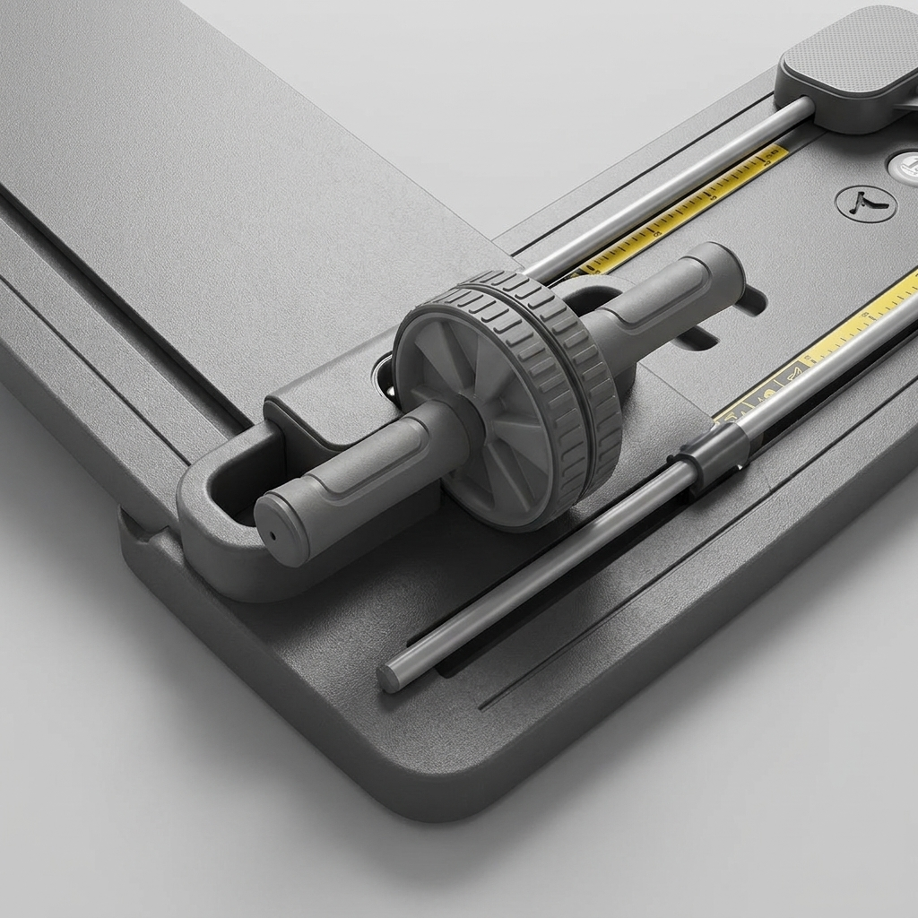 Close-up of the sliding ab-wheel track and handle