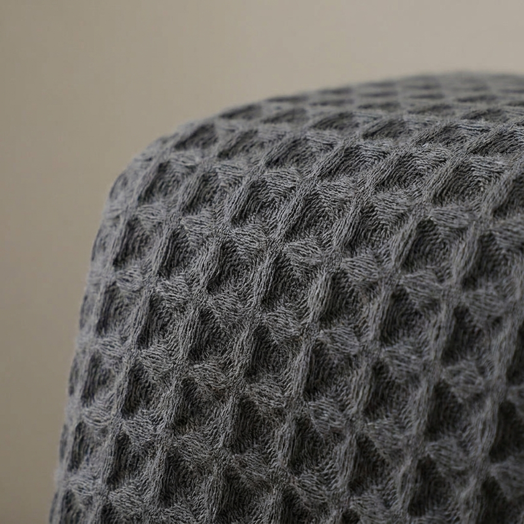 Close-up of cotton waffle weave honeycomb texture