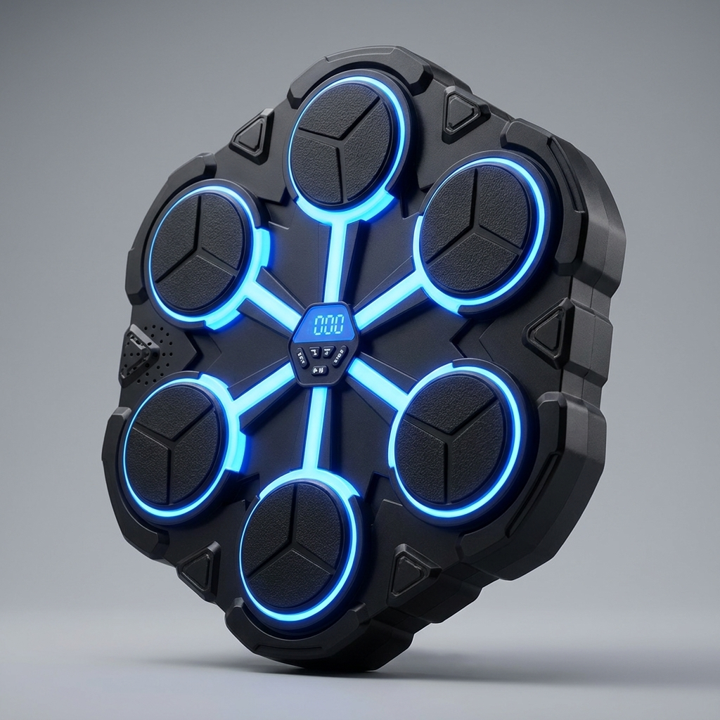 Close-up of the illuminated target pads and speaker
