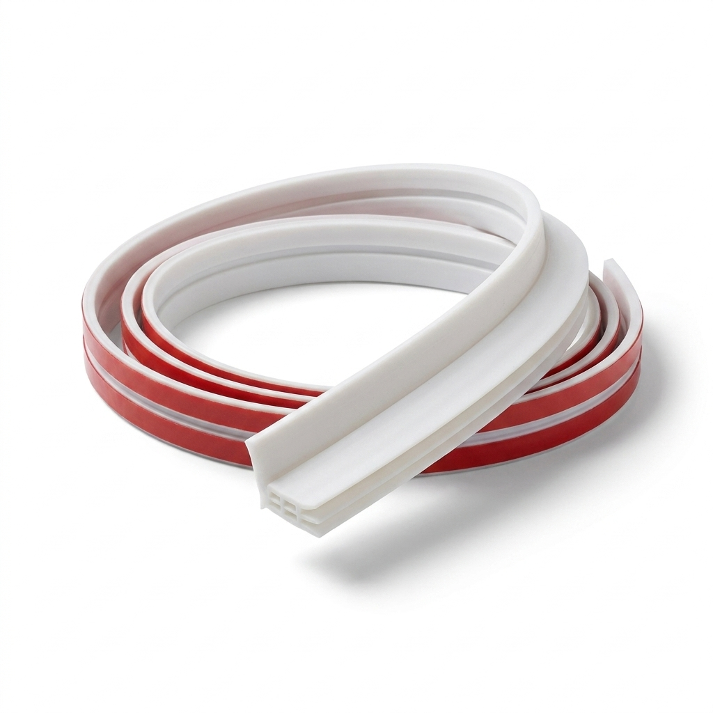 White silicone door weatherstrip seal coil packshot